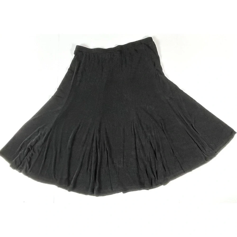 Vintage Chicos Travelers Black Maxi Fit Flare Skirt Sheer Elastic Waist SZ 3